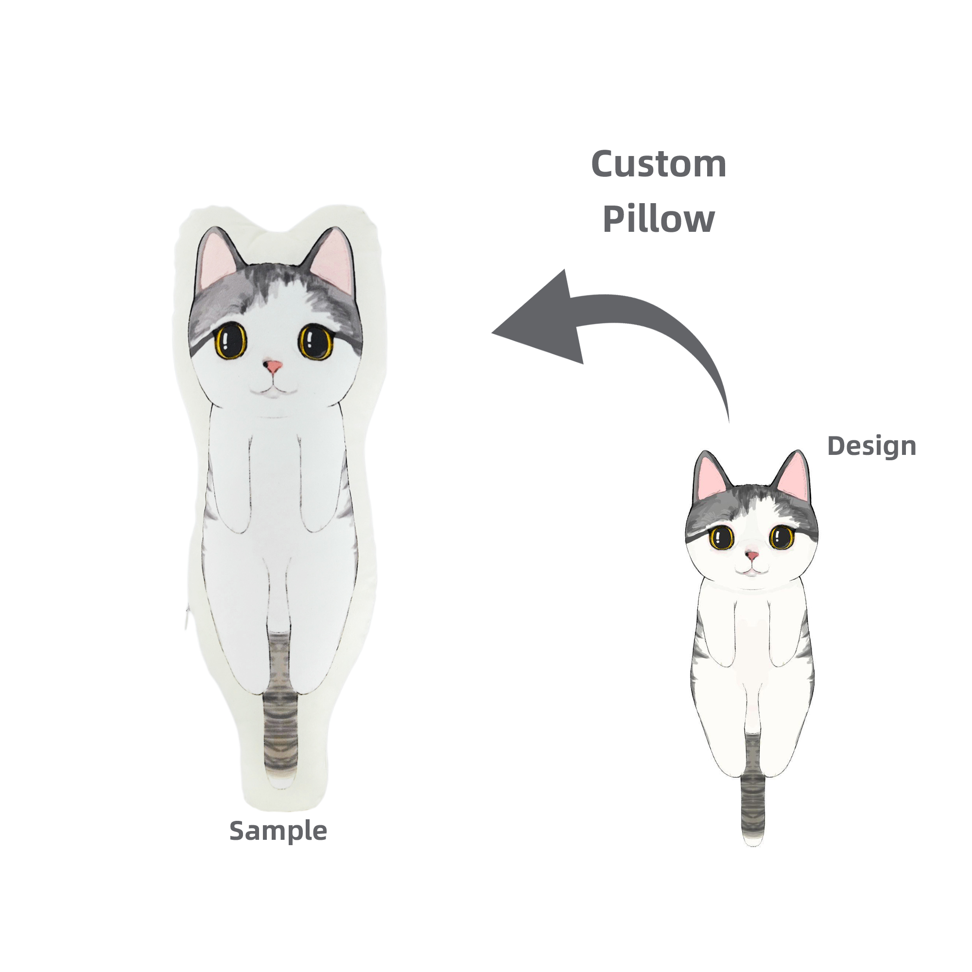 TOP Fashion Factory Wholesale Custom Cat Shaped Pillow Plushies Supplier for Children